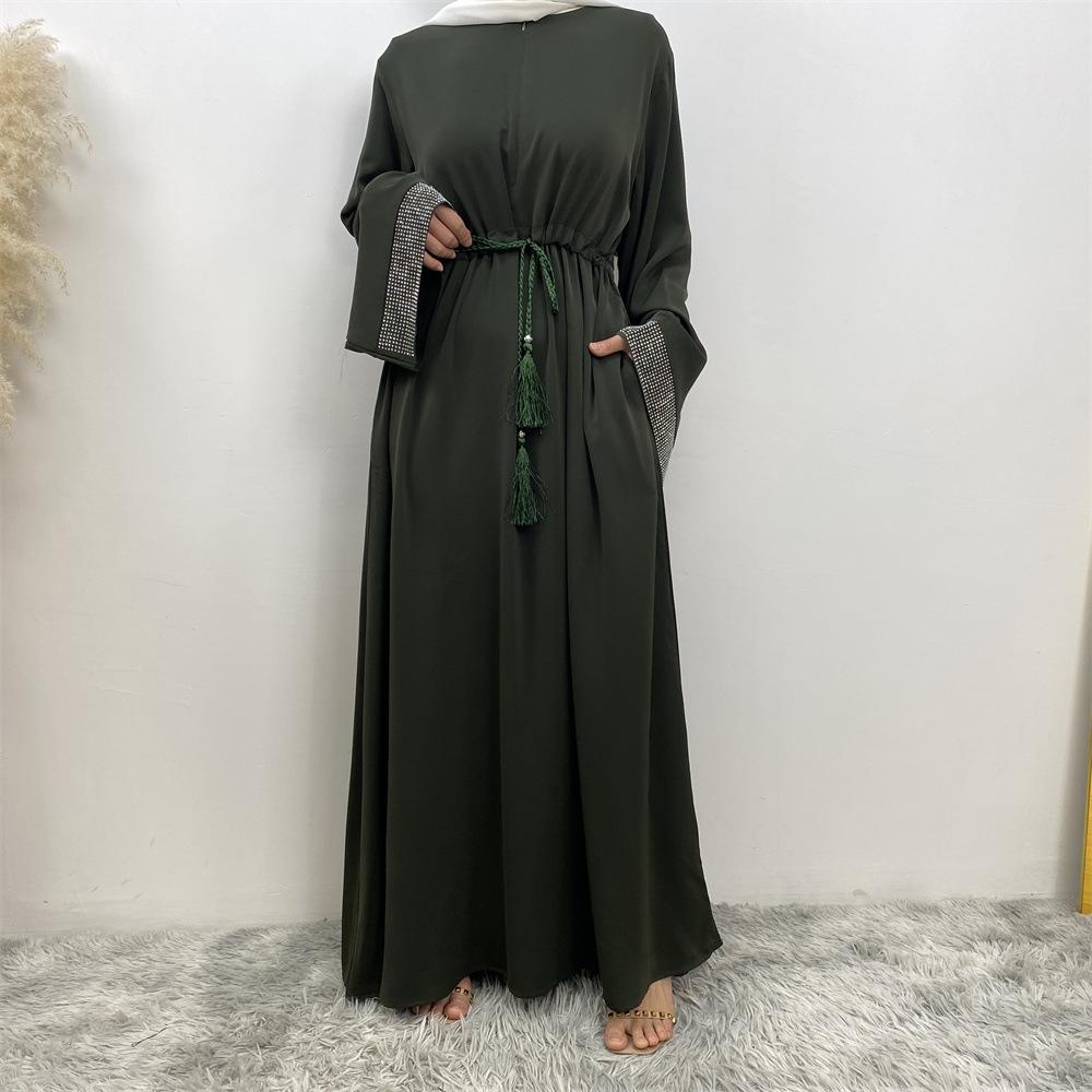S-XXL Ближневосточная мусульманская модная женская одежда, горячее лоскутное платье со шнуровкой и карманами, длинный халат