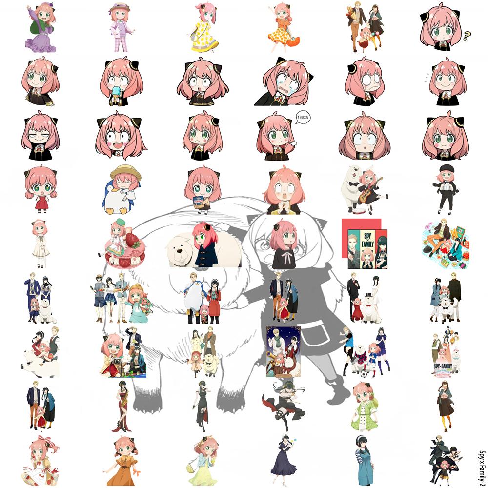 50Pcs Q-version Spy Game House Stickers SPY Anya Anime Japanese Cartoon Decorative Waterproof Mobile Phone Stickers for Children's Toys