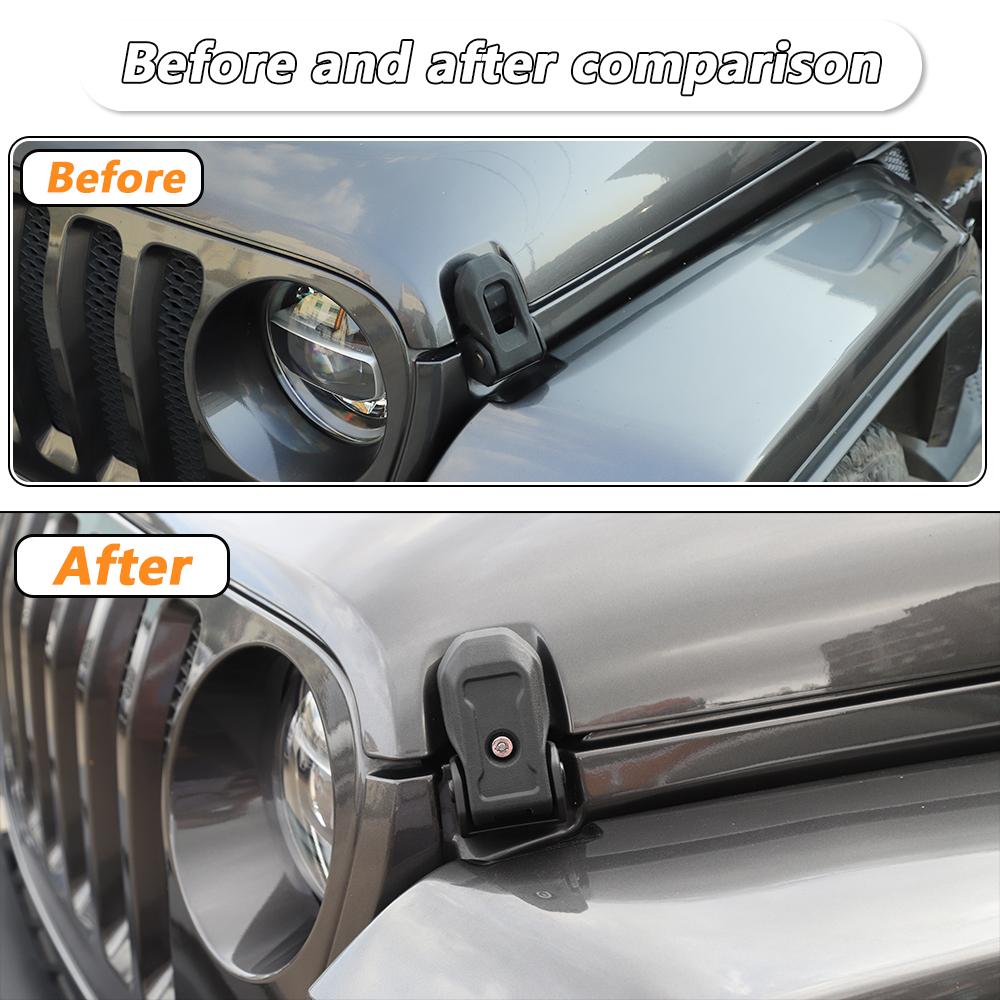 Car Hood Latches with Lock Hood Catch Kit for Jeep Wrangler JL & Gladiator JT 2018 Up Exterior Accessories