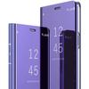 Samsung Galaxy S10 Case Clear View Flip Case Shockproof Mirror Smart Stand Case Cover for Galaxy S10 [Purple] with 3 In 1 Cable