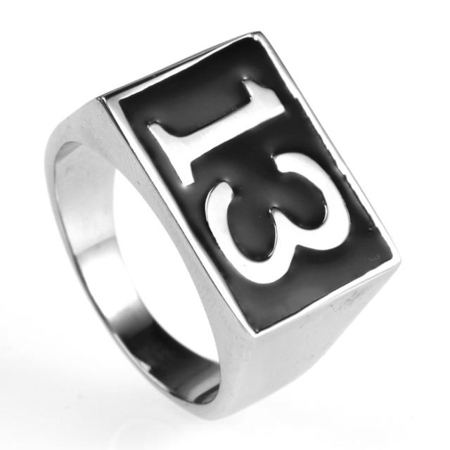 Creative Classic Black Enamel Letter 13 Lucky Rings for Men and Women Trend Fashion Casual Party Jewelry Gift