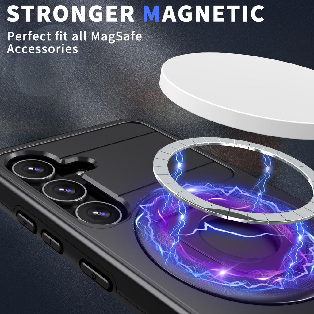 For Samsung Galaxy S25/S24 Magnetic Case Ring Kickstand PC+TPU Phone Cover
