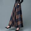 High Waist Woolen A-line Long Skirt - Women's Waist Slimming Big Swing Design