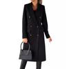 Women's Midi Long Wool Coat Double Breasted Trench Coat Classic Notch Lapel Peacoat Fall Winter Overcoat