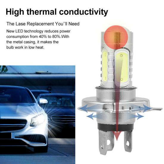 2 шт., лампа для фар, сверхяркая светодиодная лампа высокой мощности дальнего/ближнего света H4