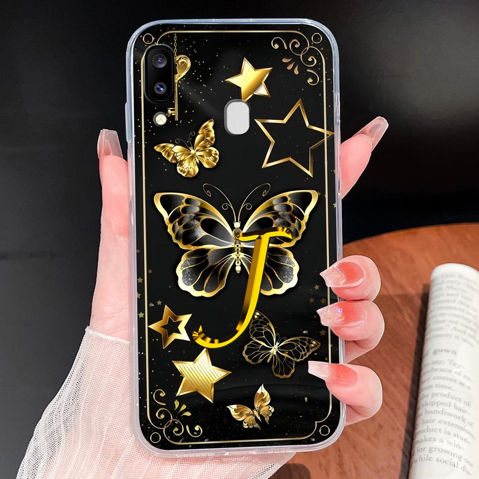 For Samsung Galaxy A20 A20S A21 A30 A30S Phone Case Butterfly Letters Soft TPU Clear Silicone Shell For Galaxy A 20 A 30 Housing