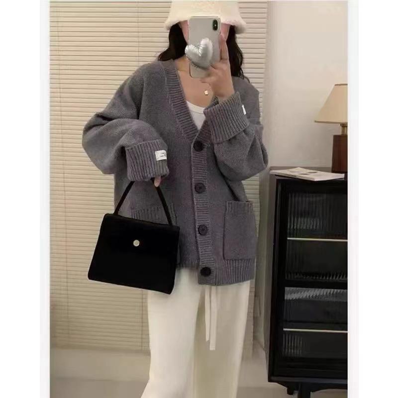 Autumn and Winter New Loose Lazy Style Knitted Cardigan Women's Thickened All-match Thin Sweater Jacket