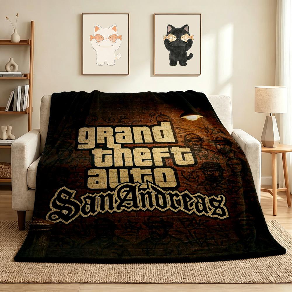 San Andreas City Flannel Blanket Throw Blanket Soft Warm Sofa Bed Camping Home Decor Unique Christmas Gift C9211758