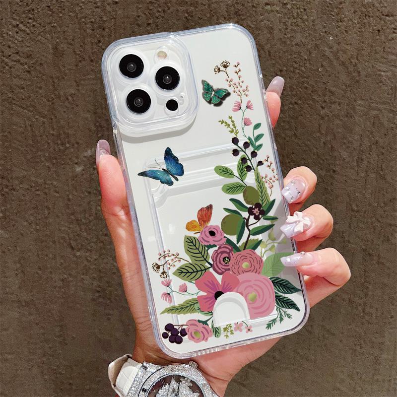 Силиконовый чехол-карман для карт для Tecno Spark 10 Infinix Note 30 Oppo A60 A3 A5 Pro Samsung A06 A16 A36 A56 Обложка Прозрачный бампер для телефона