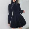Cheongsam Darlingaga винтажное элегантное готическое велюровое черное платье с темным бантом осень-зима в китайском стиле плиссированные платья вечерние одежда с бриллиантами