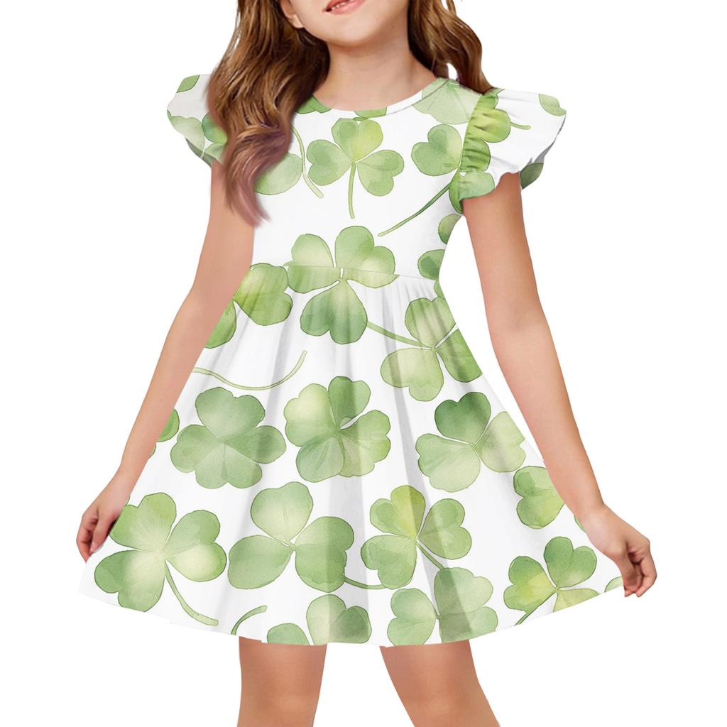 Летнее платье принцессы для девочек - А-силуэтное платье-футболка Ст. День Патрика