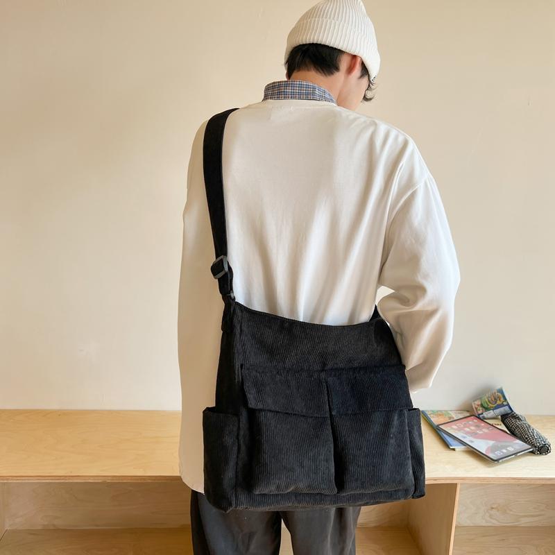 Вельветовая сумка через плечо Женская большая вместительная сумка Мужская сумка через плечо