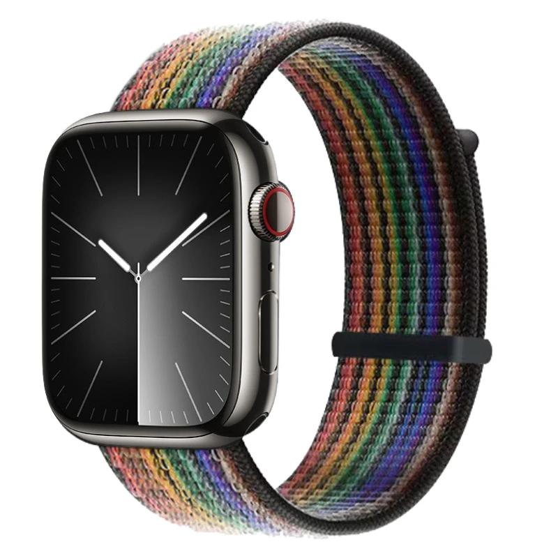 Плетеный нейлоновый ремешок-петля для Apple Watch 11 10 9 8 7 45 мм 41 мм 42 мм 46 мм Ultra 3/2 49 мм Удобный браслет iWatch 6 5 SE Ремешок