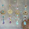 Evil Eye Crystal Suncatcher, Golden Eye Hanging Prism Ornament for Window Home Decor