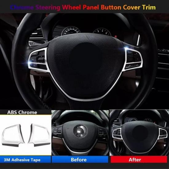 2x For BMW 5 7 Series F10 F07 F01 Car Interior Steering Wheel Button Cover Trims