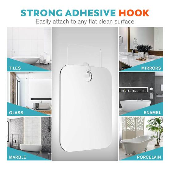 Зеркало для душа с защитой от запотевания без искажений, акриловое плоское зеркало без запотевания с крючком для подарка