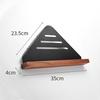 Треугольная полка для ванной комнаты, деревянная, алюминиевая, черная, для туалета, кухни, ванны, душа, шампуня, мыла, держатель для хранения, угловой настенный органайзер