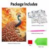 This pearl painting kit features 5D pearls and a peacock mosaic art style. designed for elegant home wall decoration.
