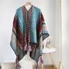 Ethnic Style Knitted Poncho Cape Vintage Bohemian Tassel Cloak Warm Shawl Travel Coat Cardigan Sweater