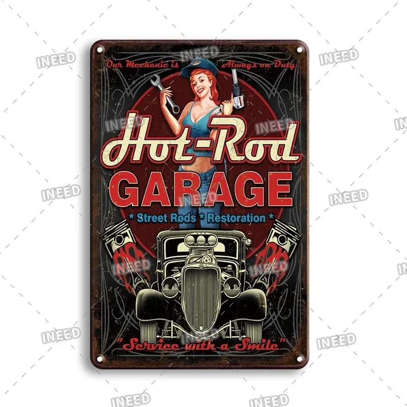 Ретро-сексуальная красота Алюминиевый плакат - Мужская металлическая табличка, Декор стены гаража, пещеры, мастерской