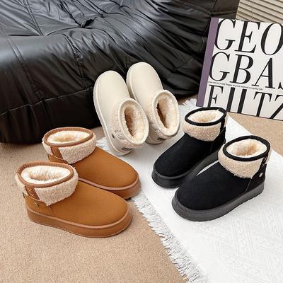 Женские легкие зимние термоизоляционные меховые сноубутсы на толстой подошве, нескользящие, с амортизацией, для повседневной носки, спортивные, хлопковые ботинки