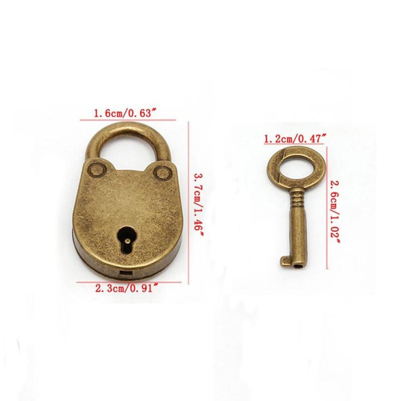 Bronze Metal Vintage Lock Mini Old With Key Padlocks