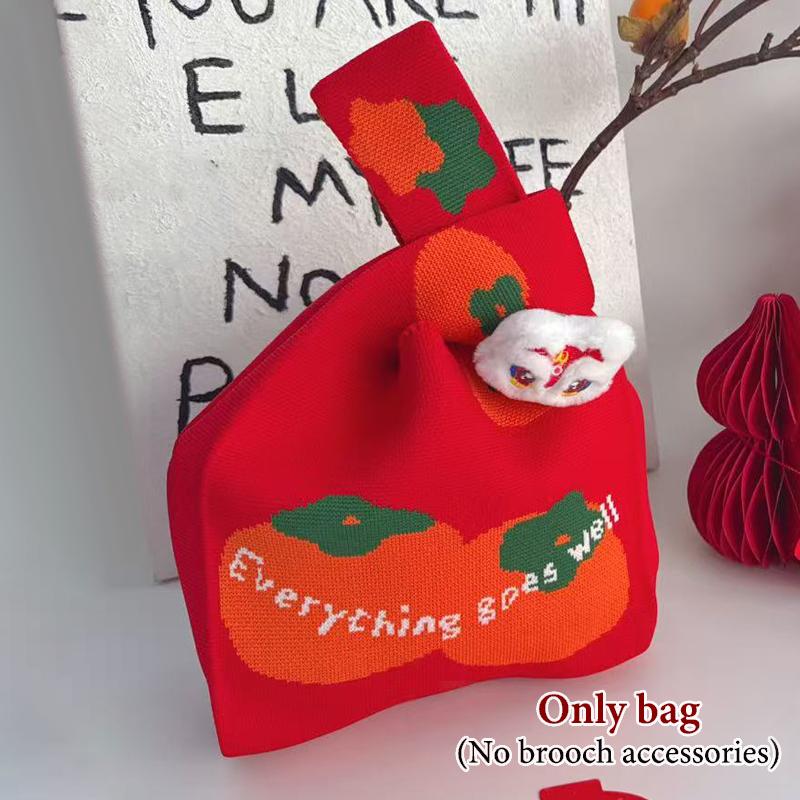 2026 Новогодний Мультяшный Талисман Пони Вязаный Подарочный Мешок Ручной Мешок для Конфет Большая Вместимость Мешок на Завязках на Запястье Милые Многоразовые Сумки для Покупок