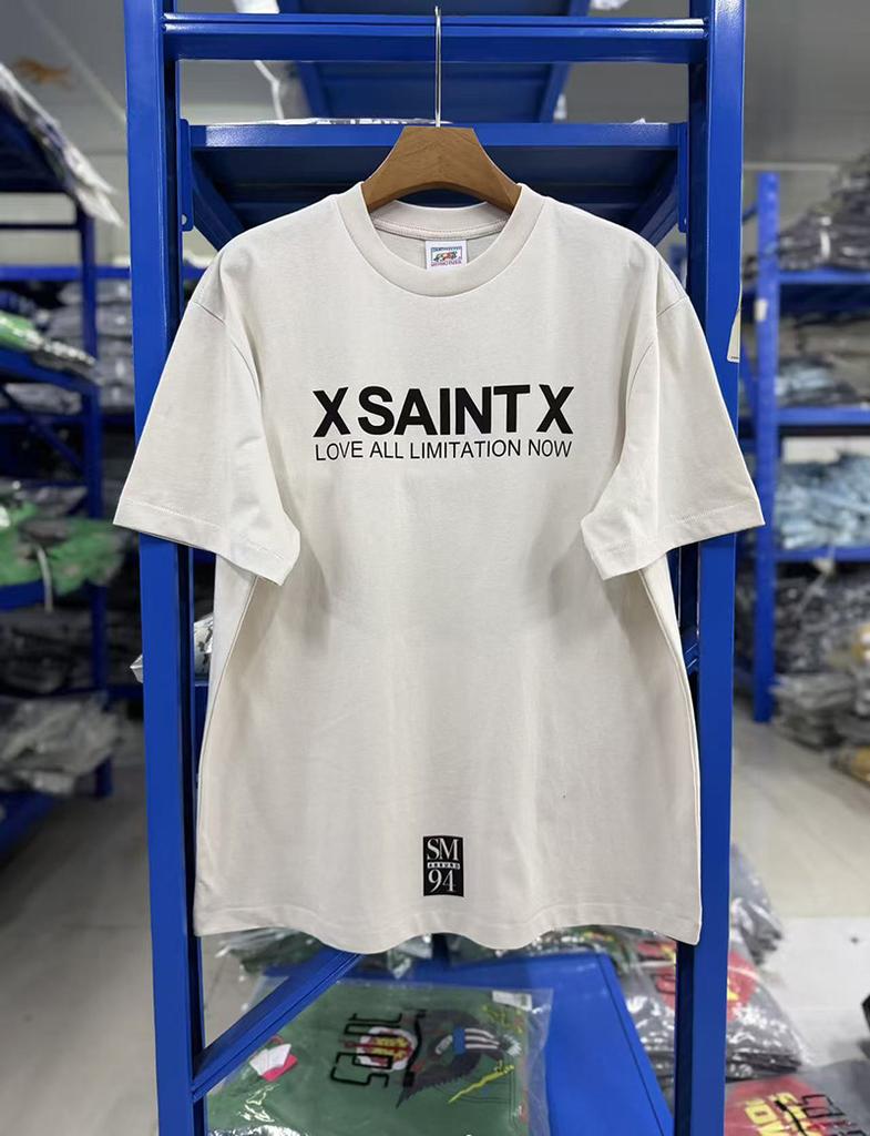 26SS Унисекс Унисекс Пара Повседневный Квадратная Рамка Принт Буквы Логотип Saint Love Вся Ограниченная Серия Сейчас Футболка 100% Хлопок CeUnisext Белая Футболка