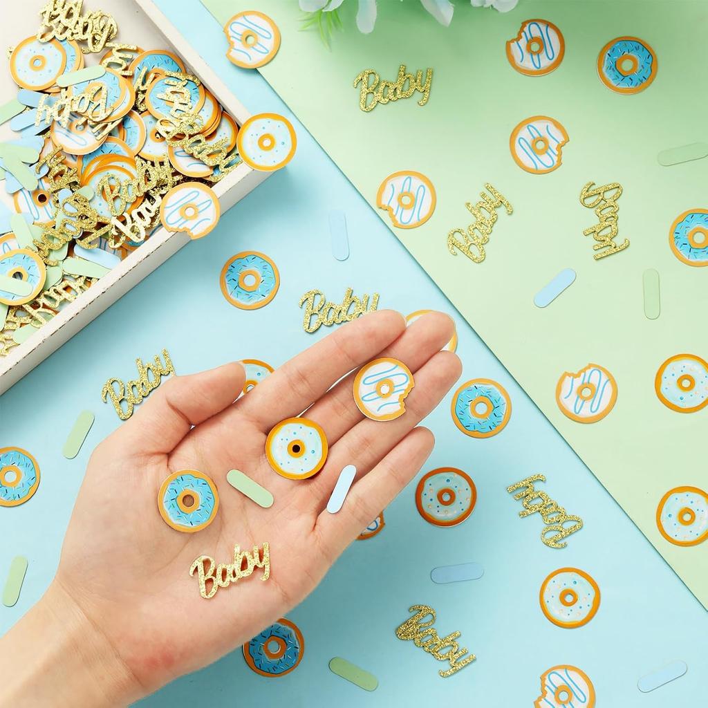 JOYMEMO 200 Pieces Donut Sprinkled With Love Confetti for Boy, Baby Shower Decorations, Baby Blue Donut Table Sprinkles Party Supplies