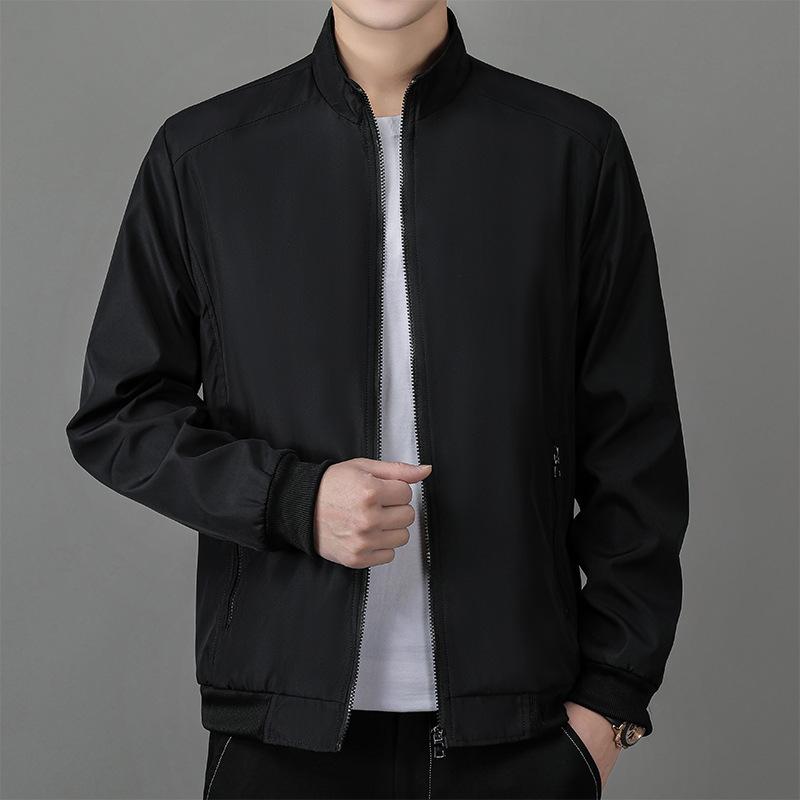 Men's Business Jacket with Stand Up Collar and Warm Fleece Jacket