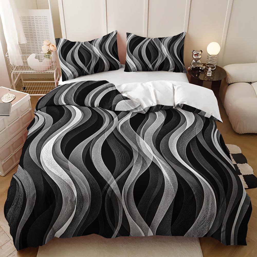 Minimalist Geometric Digital Printed Bedding Set Triangle Circle Stripe Pattern Soft Breathable Duvet Cover Bedroom Home