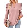 Осенне-зимняя новая однотонная свободная футболка с v-образным вырезом и длинными рукавами, женские топы
