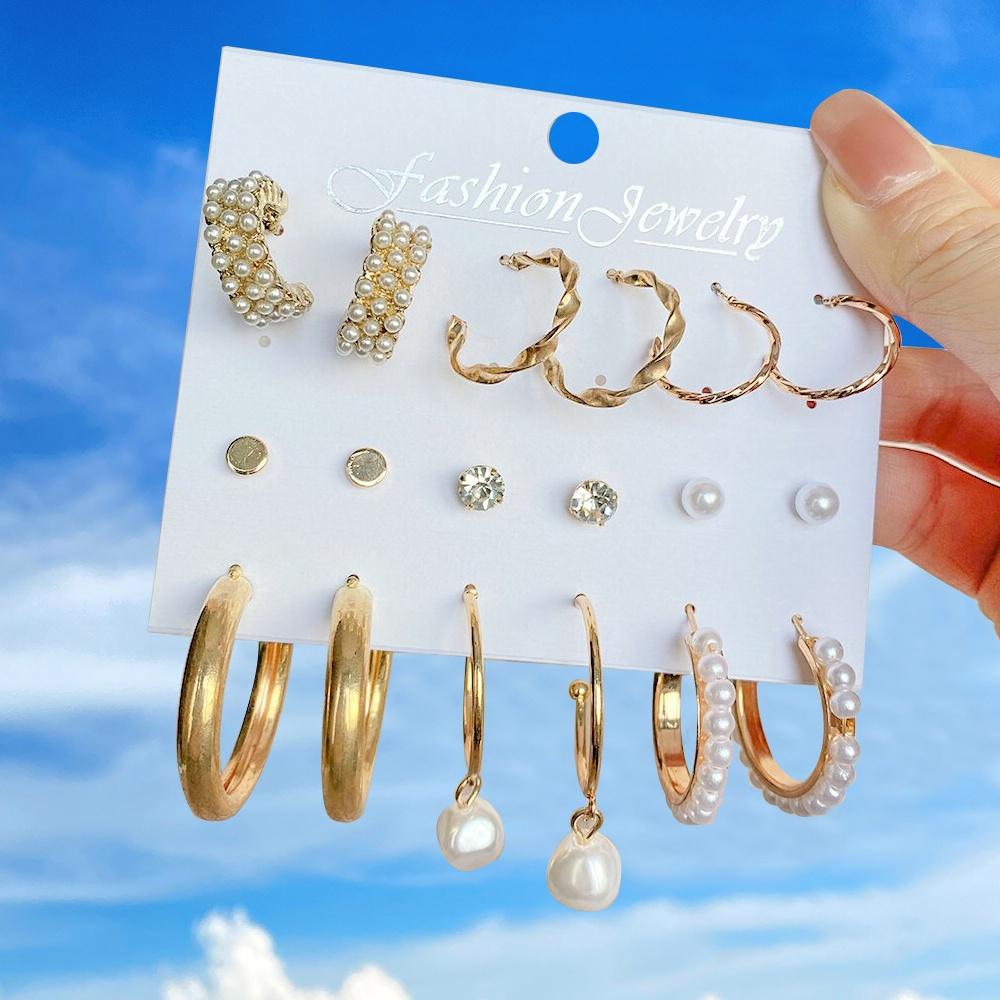 iF ME Модный комплект жемчужных серег, женские роскошные серьги-гвоздики с бабочкой и сердцем, золотые серьги-гвоздики из смолы, серьги-кольца, ювелирные аксессуары