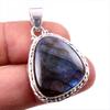 Natural Labradorite Gemstone 925 Solid Sterling Silver Jewelry Pendant 1.5" V9f81