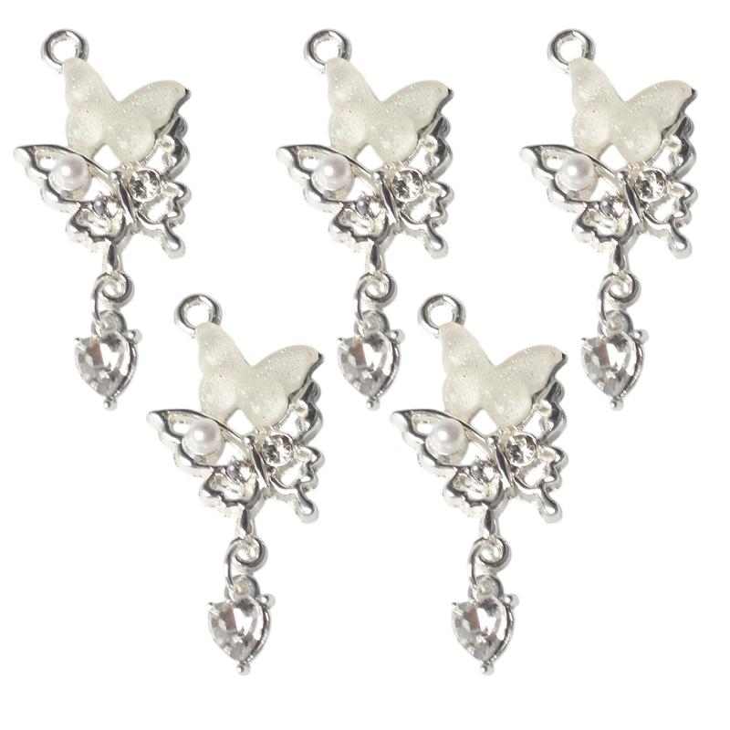 5 шт. Простые сплавные циркониевые смоляные жемчужные инкрустированные подвески-бабочки DIY браслеты ожерелья ювелирные аксессуары