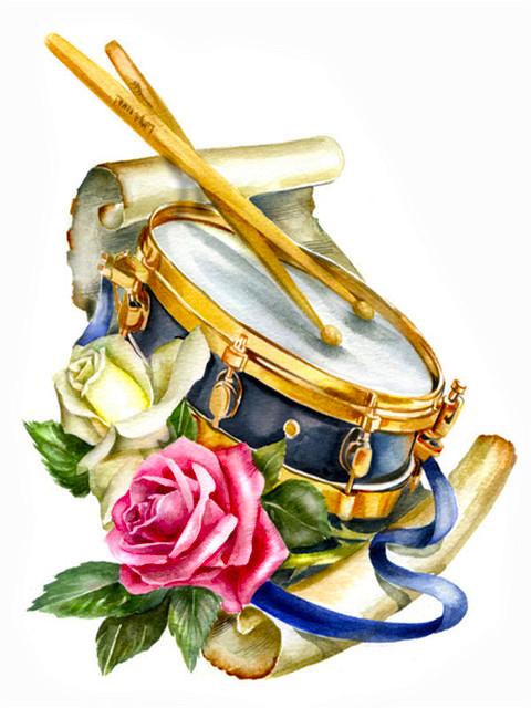 Полная площадь Алмазная мозаика Пейзаж Фортепиано Изображение Стразы 5D Алмазная картина Цветочная гитара Украшение дома