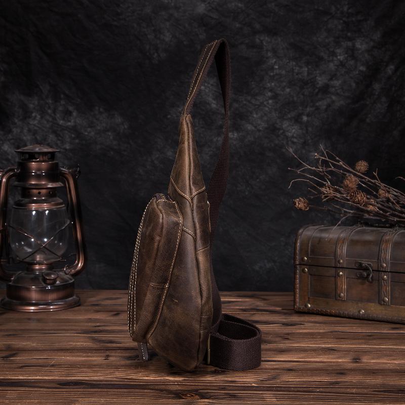 Качественная мужская оригинальная кожаная модная сумка на груди, дизайнерская мужская сумка через плечо на слинге, сумка на одно плечо, рюкзак, рюкзак