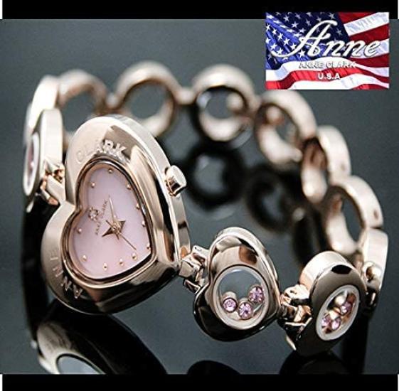 ANNE CLARK Часы серии 1031 с циферблатом в форме сердца из натуральной ракушки, с натуральным бриллиантом и бриллиантами, полностью из нержавеющей стали, с подвижным камнем, браслет для женщин, не вызывает раздражения кожи (розовый