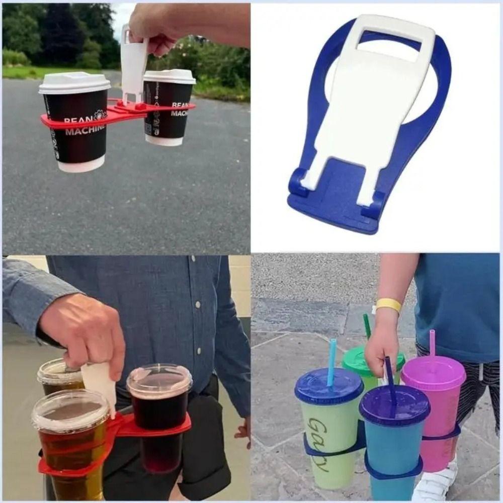 Versatile Plastic Foldable Cup Holder 4-Cups Anti Scalding Cup Carrier Rotating Carousel Drink Carrier Party Cup Holders 5