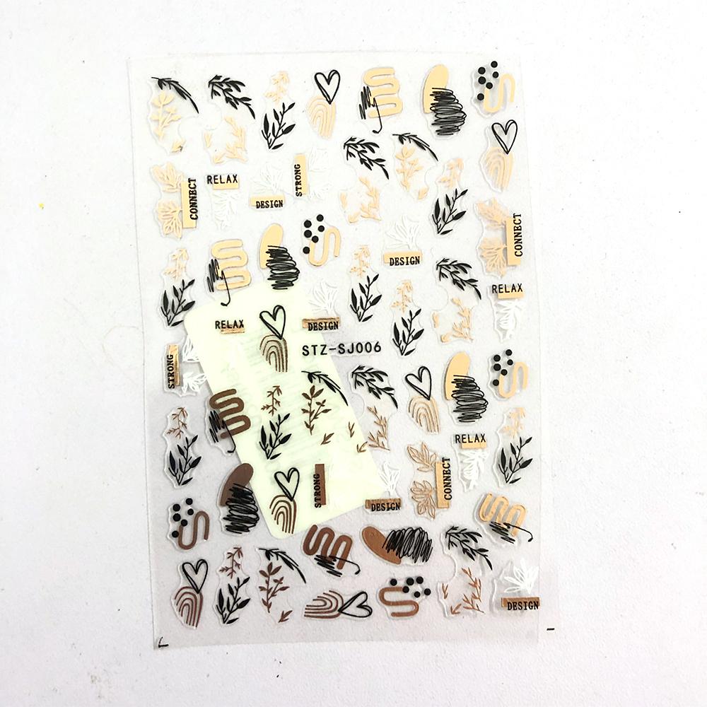 Abstract Line DIY Nail Stickers for Women Girls Nail Art Decorations Rose Gold Spring 3D Sliders for Manicure Nail Polish Decals