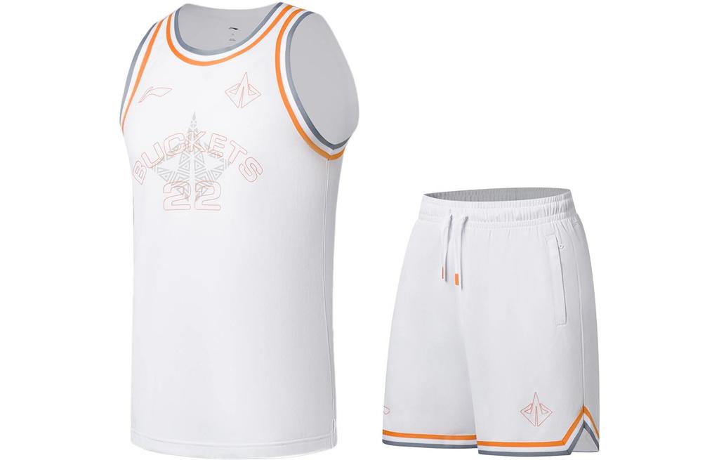 Li Ning Баскетбольный костюм мужской Белый+Белый AATS081-2