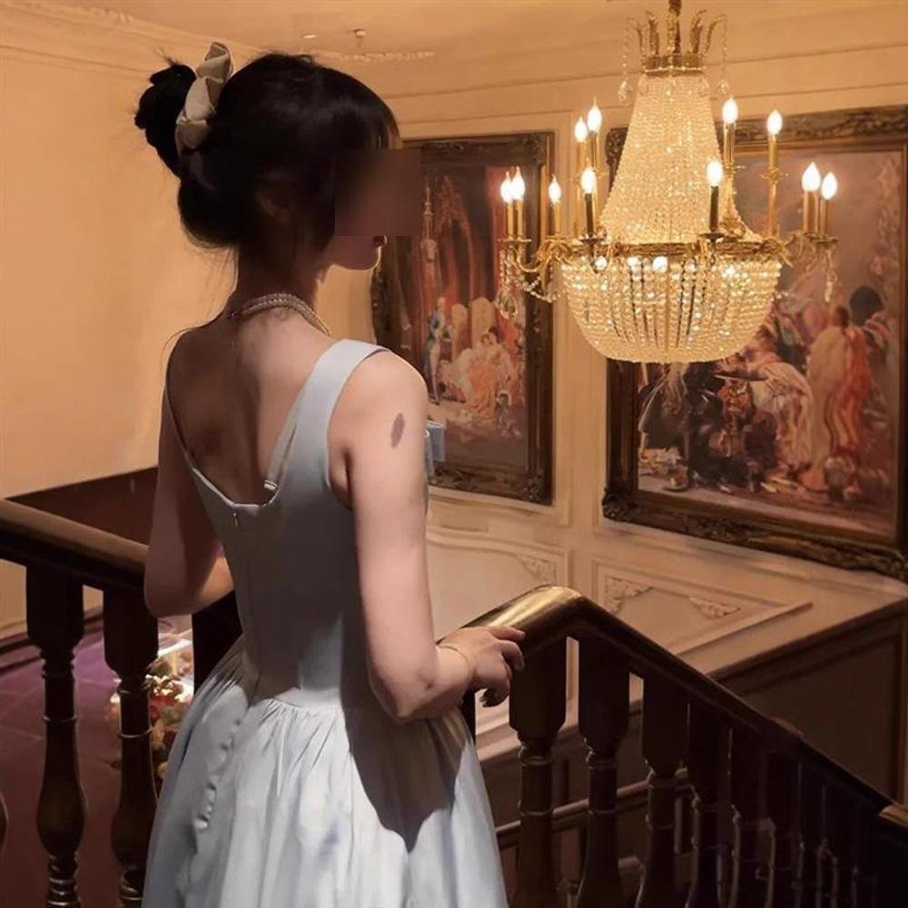 Розовое темпераментное платье принцессы из золотого атласа с глянцем, бант, платье для свиданий, летнее, для маленькой женщины