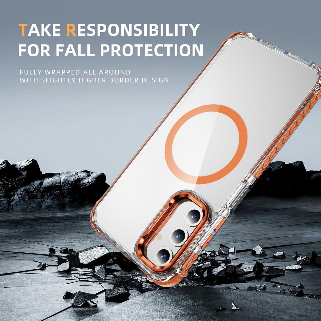 For Samsung Galaxy S25+ Clear Phone Case with Lens Kickstand Cover Compatible with MagSafe