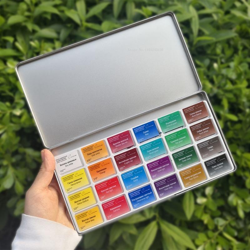 42/84/90 Grid Watercolor Empty Iron Box 1ml 2ml 3.2ml Self-made Watercolor Packaging Portable Paint Box Palette Art Supplies