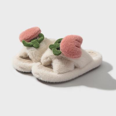 Новые зимние тапочки с супинатором, женские цветочные меховые шлепанцы, женские пушистые крест-накрест домашние плюшевые тапочки, женская теплая домашняя обувь