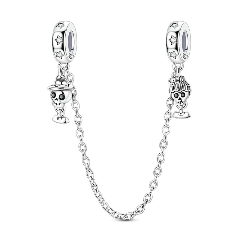 925 Silver Safety Chain Clasp Charms Love Bow Star Moon Snowflake Fit for Bracelet DIY Jewelry Making