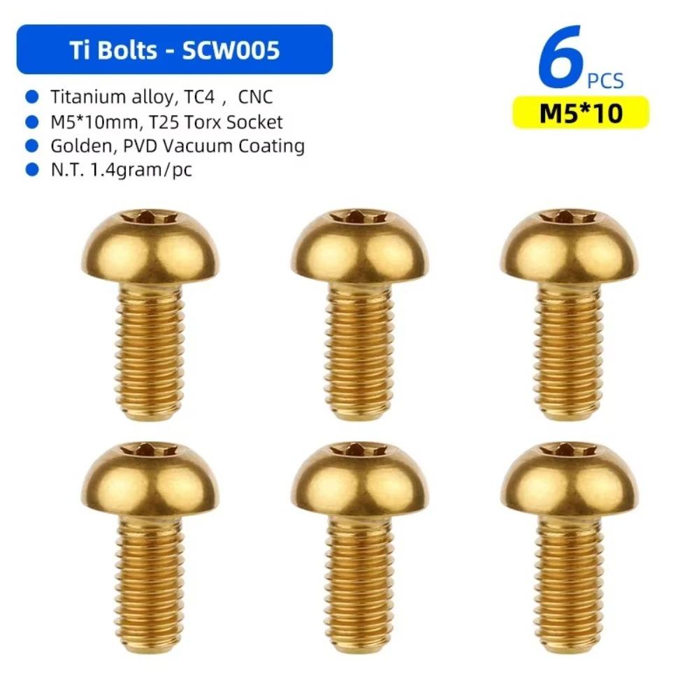 Титановый болт M5x10 Torx T25 Ультралегкий Вес Винты для тормозного диска велосипеда TC4 Титан Высокопрочный крепеж