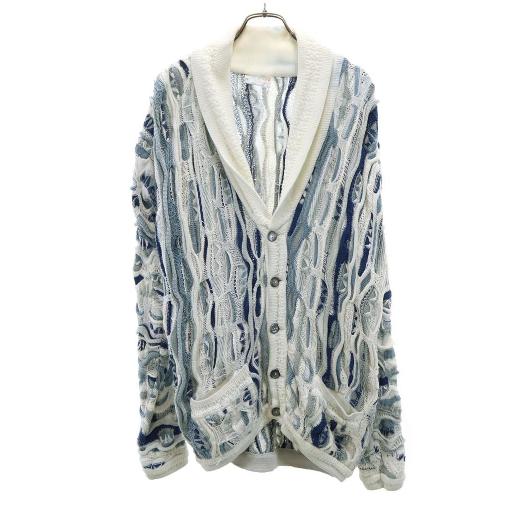 Coogi 90s Australian Made Old Overall Handle Long Sleeve Shawl Collar 3D Knit Cardigan Men's Used