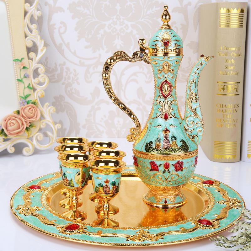 Цветная оловянная фляга для вина, Байцзю, высококачественное креативное домашнее украшение, мужской подарок, набор для вина, набор для чая, винный бокал