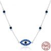 S925 Sterling Silver Blue Zircon Guardian Eye Pendant Necklaces Lucky Eye Neck Chain for Women Fine Jewelry